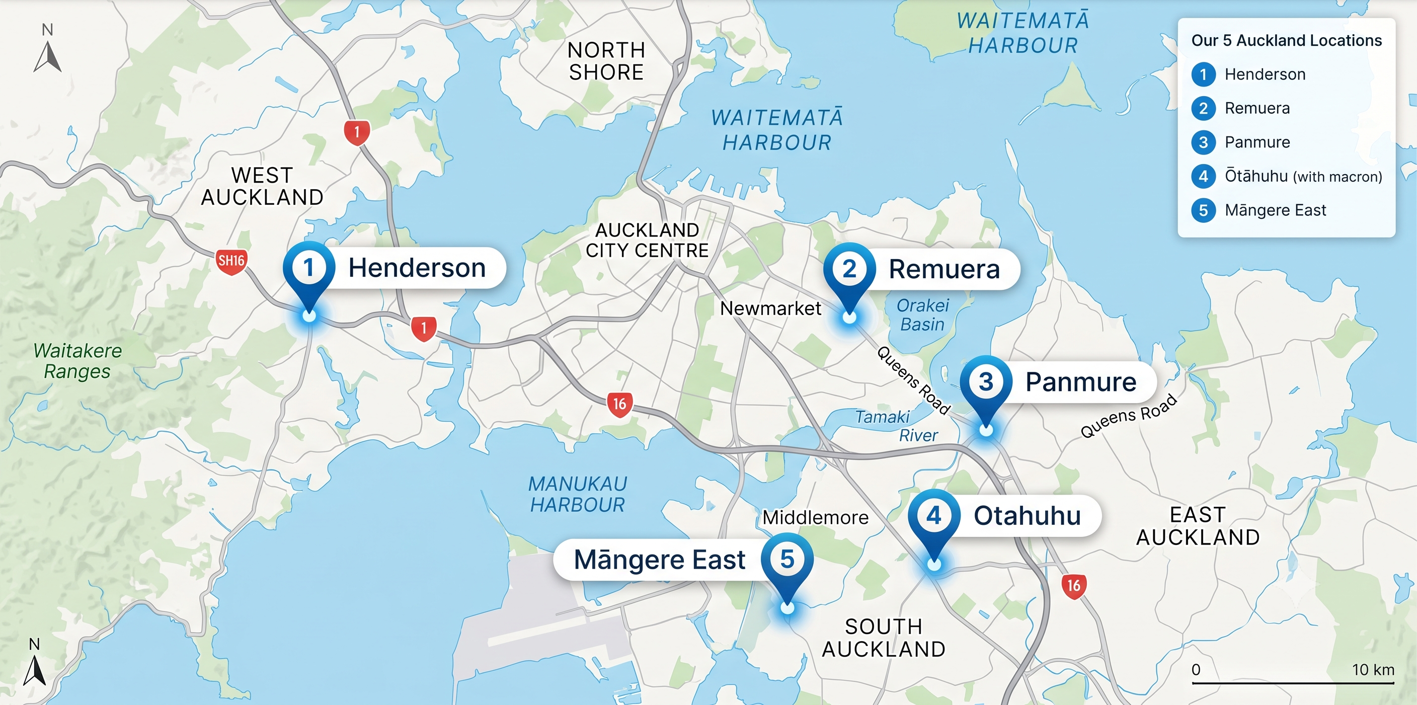 Photo / map: Auckland development locations